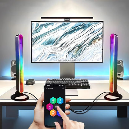 RGB Light Bar for Desk 2 Pack USB Powered Ambient Table Lamp with App & Remote Control Color Changing LED Mood Lights for Gaming Setup TV Backlight, Bedroom Decor