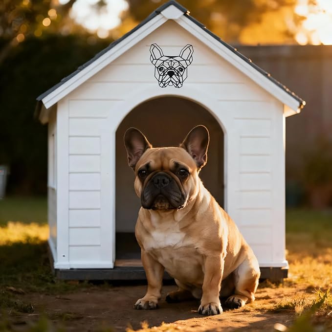 French Bulldog Metal Wall Décor, 11.8“x12.6”Grid-like Black Decorations,Unique Modern Iron Dog Statue,Great Gifts for Bulldog Lovers,Dog Room Decor,Cartoon Animal 3d Wall Art for Bedroom,LivingRoom,Cafe