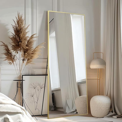 MELOMOIR 56"x18" Gold Full Length Mirror, Free Standing or Wall Mounted, Full Body Mirror for Bedroom, Living Room, Gym, Dorm