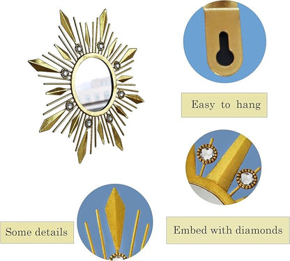 Champagne Gold Round Mirrors for Wall Art Pack of 3, Decorative Mirror Wall Valentine Decor& Vintage Room Decor, Sunburst Circle Mirrors Modern Valentine Gifts for Women & Moms
