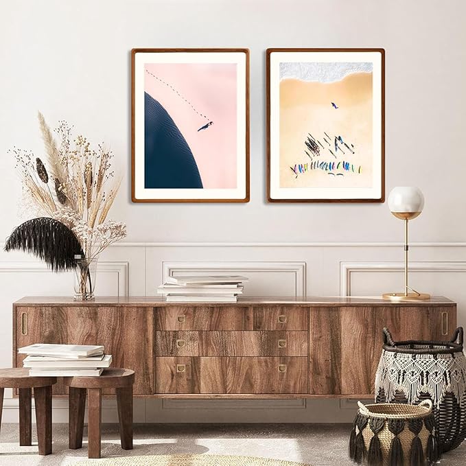 FLECHAZO 11x14 Picture Frame Wood with 5x7 and 8x10 Mat,Natural Solid Walnut Wooden Photo Frames 11 by 14 for Tabletop or Wall Display