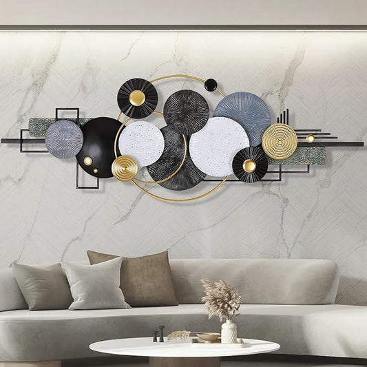 Lucky Monet Large Metal Wall Art, Metal Wall Decor for Living Room, 59.1" x 21.3" 3D Modern Abstract Wall Sculpture Accent Hanging Artwork Decorations for Bedroom Dining Room Entryway Home & Office