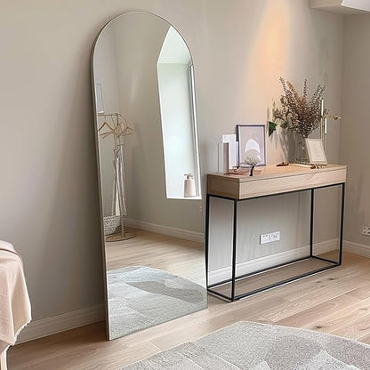 65''x22'' Arched Full Length Mirror with Stand, Full Body Mirror Full Length Floor Freestanding, Wall Mounted Mirrors for Bedroom Living Room Cloakroom (White)