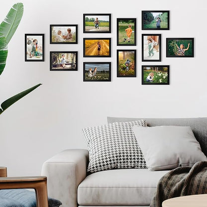 Hoikwo 18 Packs 4x6 Black Multi Plastic Picture Frames Set with Plastic Cover for Family Photos, Artwork, Light Weight Bulk 4 by 6 Frames Pack for Wall Hanging and Table, Stylish Picture Frames
