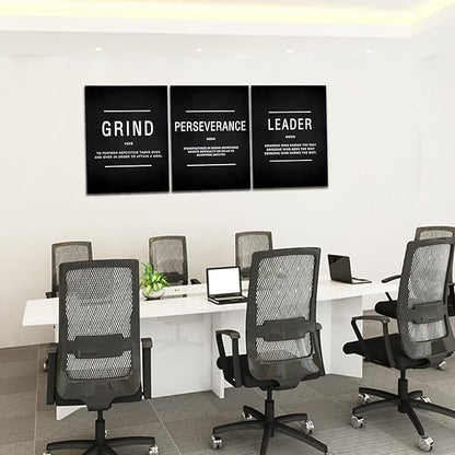 KAWAHONE Inspirational Grind Wall Art for Home Office Workplace, Perseverance Leader Canvas Quotes Motivate Success Positive Poster Framed Motivation Gift for Friends Entrepreneur Ready to Hang