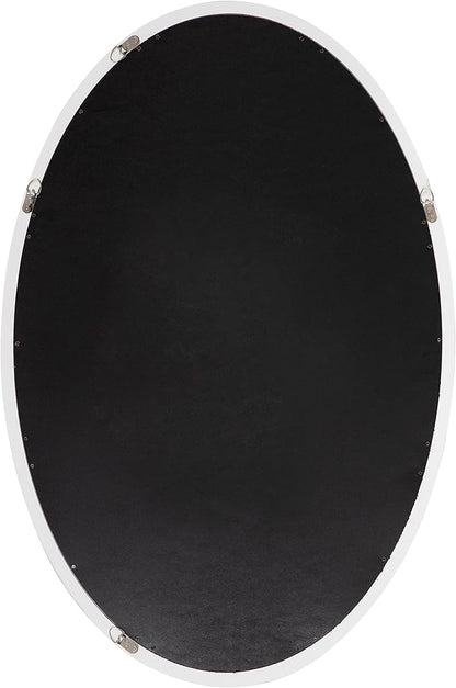Kate and Laurel Hogan Farmhouse Oval Wall Mirror; 24 x 36; Rustic White; Sophisticated Coastal Mirror for Wall