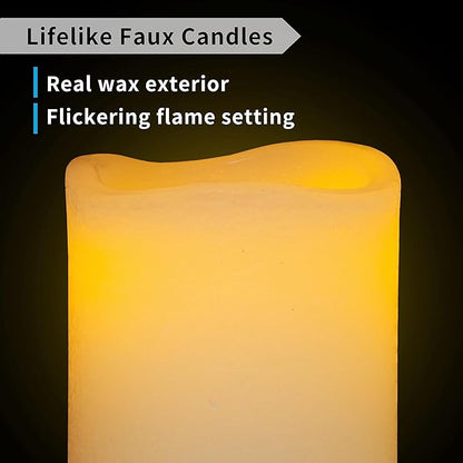 FURORA LIGHTING Ivory Flameless Candles - Real Wax, Adjustable Brightness, Remote & Timer - 4 Pillars (3x4, 3x6) and 4 Votives, 8-Pack, Battery Operated
