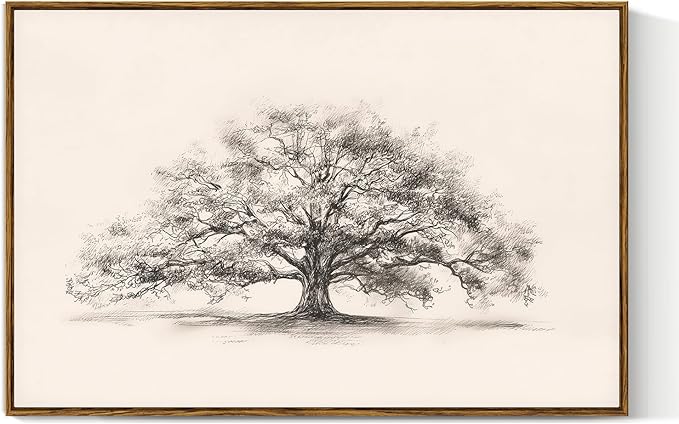 VIYYIEA Framed Canvas Wall Art Home Decor for Living Room, Large Wall Art Canvas Painting Picture Prints Tree, Home Decor Aesthetic Botanical Artwork Office, Ancient Tree, 24 X 36 Inches