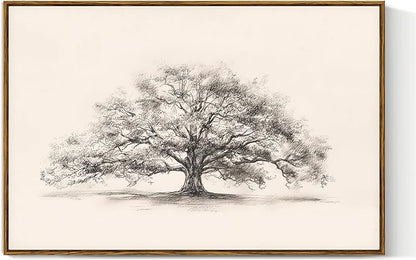 VIYYIEA Framed Canvas Wall Art Home Decor for Living Room, Large Wall Art Canvas Painting Picture Prints Tree, Home Decor Aesthetic Botanical Artwork Office, Ancient Tree, 24 X 36 Inches