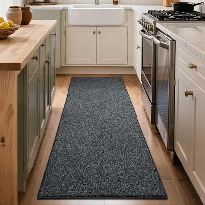 FinRèc 2x8 Washable Runner Rugs for Kitchen Hallway Bedroom, Low Pile Thin Rug Solid Color, Non-Slip Carpet Indoor for Home Decor (Grey)