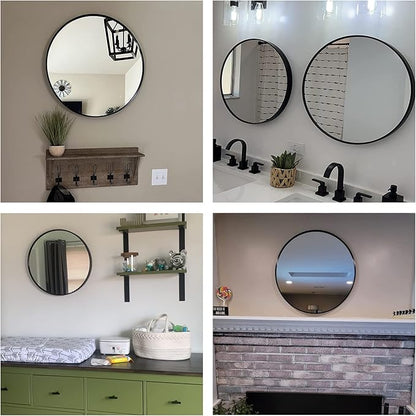 Oruii Black Circle Mirror, 18 inch Round Mirror Metal Frame, Black Bathroom Mirrors for Bedroom, Bathroom, Living Room, Over Sink, Rustic, Vanity