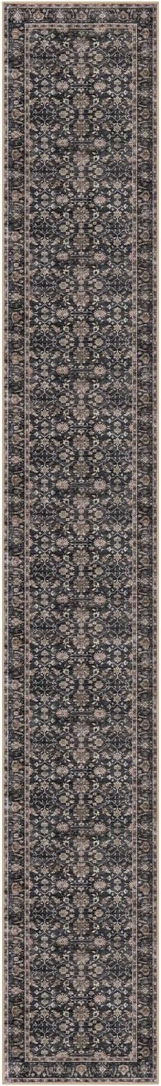 KUTA Vintage Washable Long Runner Rug, 2.6x18 Brown Runners for Hallways Non-Slip Kitchen Rugs Ultra Thin Soft Printed Distressed Floral Floor Carpet for Bedroom Living Room Nursery