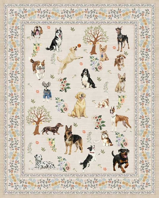 Dog Area Rugs Beige, 5x7 Rug for Bedroom Ultra-Thin Soft, Non-Slip Washable Rugs Stain Resistant Boho Rug Low-Pile Throw Rug for Dining Room Office (5 x 7, Beige)