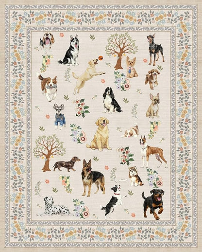 Dog Rug Runner for Entryway, 2x4 Washable Kitchen Mat Ultra-Thin Soft, Non-Slip Indoor Door Carpet Stain Resistant Boho Small Low-Pile Throw for Bathroom Bedroom, Beige