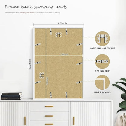 Picrit 13x19 Poster Frame Set of 12, Display Pictures 11 x 17 with Mat or 13 x 19 without Mat, White Wall Gallery Photo Frames Display for Home Decor
