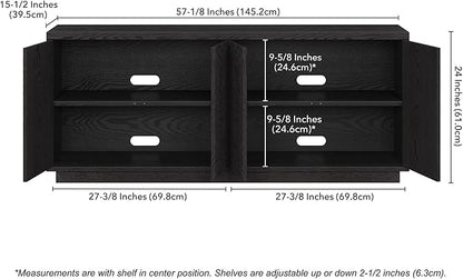 Henn&Hart Hanson, 57" Rectangular TV Stand, Black Grain