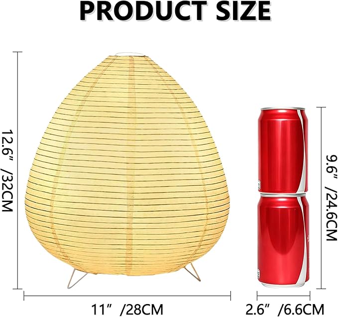 YY YEARCHY Rice Paper Lamp Table Lamp Japanese Lantern Lamps for Bedroom Livingroom (Peach)