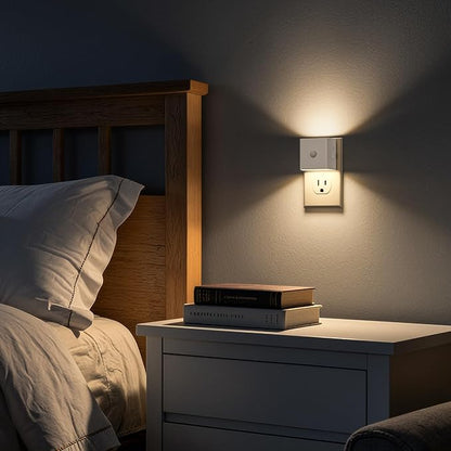 DORESshop LED Motion Sensor Night Light[2 Pack], Night Lights Plug into Wall, Brightness Adjustable Motion Activated Nightlight with Dusk to Dawn for Bedroom, Bathroom, Hallway, 3000K