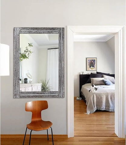 AAZZKANG Rustic Mirrors Large Wood Framed Wall Mirror 28"x20" Rectangle for Bedroom Bathroom Farmhouse Entryway