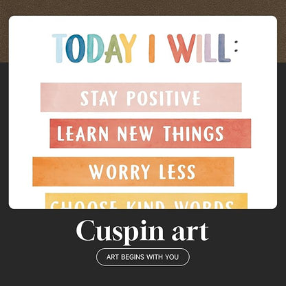 Framed Inspirational Wall Art, 6 Piece Motivational Canvas Wall Art Prints for Therapy Office, Positive Affirmations Wall Decor for Counseling Office Psychologist Kids Playroom, 11x14 Inch