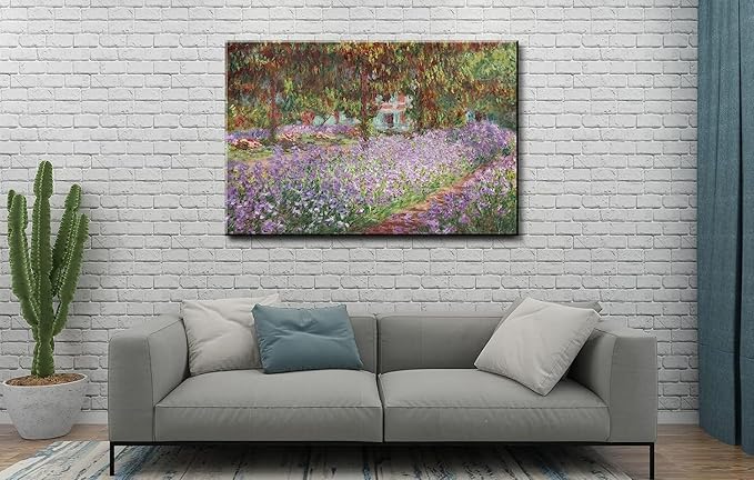 Irises in Monet's Garden, 1900 by Claude Monet - Large Canvas Art Wall Decor Painting Print Framed -16" x 24"