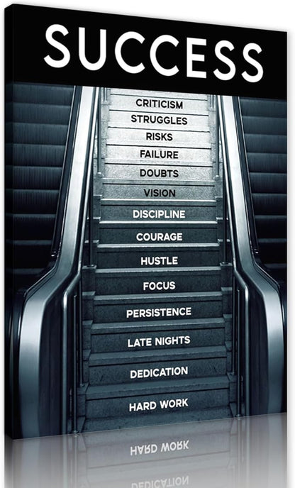 Inspirational Artwork for Home Walls Large Ladder to Success Canvas Paintings Posters and Prints Abstract Success Factors Artwork for Coffee Shop Reading Room Decor Framed Easy to Hang-28x44 inches