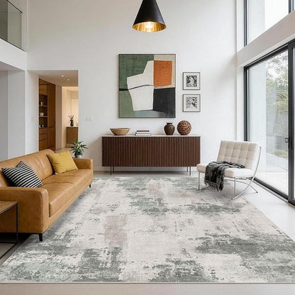 Rugxara Area Rugs 8x10,Green Rugs for Living Room,Modern Abstract Washable Rugs for Bedroom Dining Room, Non-Slip Foldable Thin Indoor Carpet Stain Resistant(Grey Green)