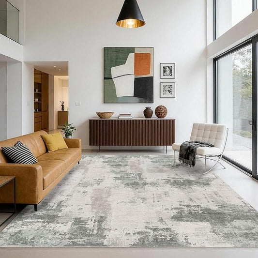 Rugxara Area Rugs 8x10,Green Rugs for Living Room,Modern Abstract Washable Rugs for Bedroom Dining Room, Non-Slip Foldable Thin Indoor Carpet Stain Resistant(Grey Green)