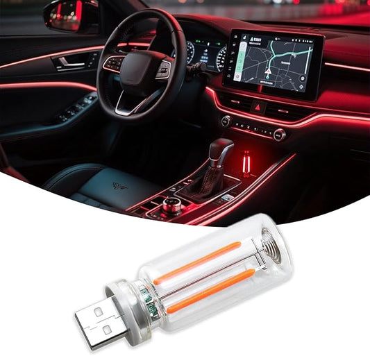 Retro USB Night Light, Touch Dimmable Lights,Plug-in USB Car Night Light, Mini LED Bulb for Car, Camping, Gift, Party, Valentine's Day Gift, Bedroom, Desktop Decoration (Red)