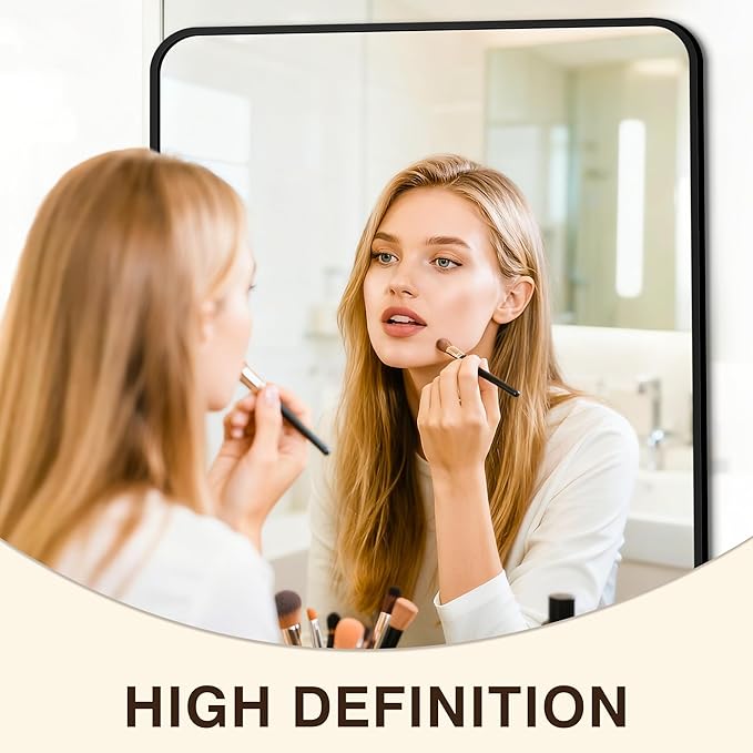 Bathroom Vanity Mirror for Wall, 2-Pack 36"x24" Wall Mounted Bathroom Mirror for Over Sink with Sturdy Metal Frame, Vertical or Horizontal, Living Room, Bedroom, Entryway(Black)