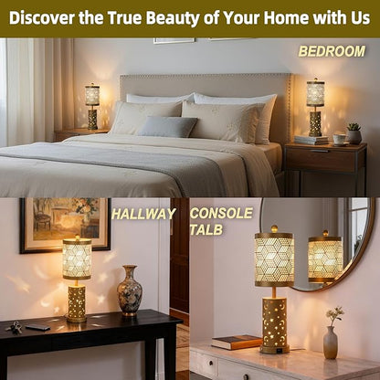 Warm White Butterfly Night Light - Table Lamp with Rotating Projection, Portable Bedside Light for Bedroom, Coffee Shop, Gifts for Women, Mom, Birthday (Gold Lamp1)