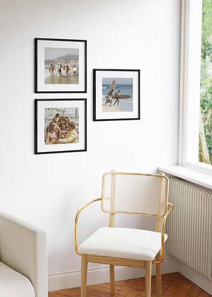 HAUS AND HUES 16x16 Black Metal Picture Frames Matted to 12x12 - Features Premium Aluminum & Hanging Hardware, Shatterproof Plexiglass - Ideal for Home, Room, Office (16x16 in, Black, Set of 3)