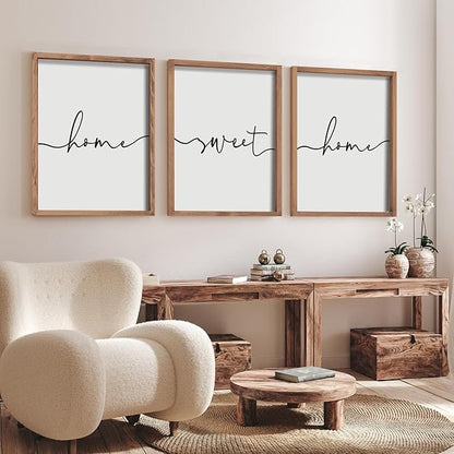 Heiple Set of 3 Framed Farmhouse Home Sweet Home Sign Above Bed Wall Decor for Bedroom Decor Wall Art Wood Signs