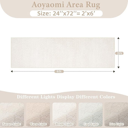 Runner Rug 2x6 Boho Geometric Area Rugs: Small Washable Kitchen Entryway Rug, Soft Non Slip Moroccan Long Hallway Rugs for Bedroom Bathroom Laundry Entryway Staircase Foyer(Modern Beige,2'x6')