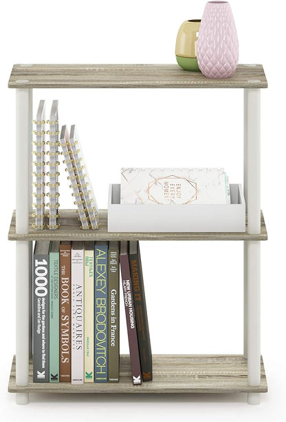 Furinno TURN-N-TUBE Storage Shelves, 3-Tier Book Shelf, Corner Shelf, Toolless Open Shelves, for Organization and Storage, Living Room, Garage, Home Office, Sonoma Oak