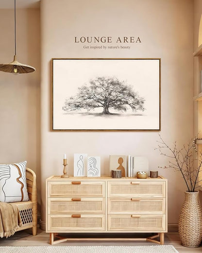 VIYYIEA Framed Canvas Wall Art Home Decor for Living Room, Large Wall Art Canvas Painting Picture Prints Tree, Home Decor Aesthetic Botanical Artwork Office, Ancient Tree, 24 X 36 Inches