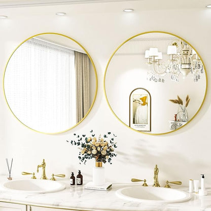 VooBang Round Mirror 19.6" Black Wall Mounted Circle Mirrors Vanity Mirror with Aluminum Alloy Frame Modern Decoration for Bathroom, Living Room, Vanity, Bedroom, Entryway