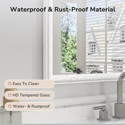 USHOWER White Bathroom Mirrors for Over Sink 30x40 Inch, Metal Framed Rectangle Vanity Mirror for Wall, Bedroom, Living Room, Entryway, Farmhouse, Anti-Rust, HD Tempered Glass, Horizontal/Vertical