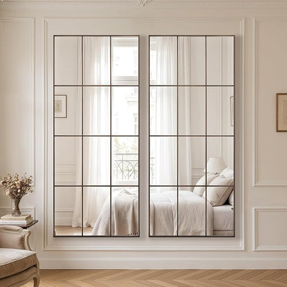 Anpark Windowpane Mirror Full Length 71"x30" Wall Mounted Mirror Faded Bronze Frame Vintage Distressed Art Pane Leaning Hanging Wall for Home Decor in Living Room Bedroom Hallway Entrance