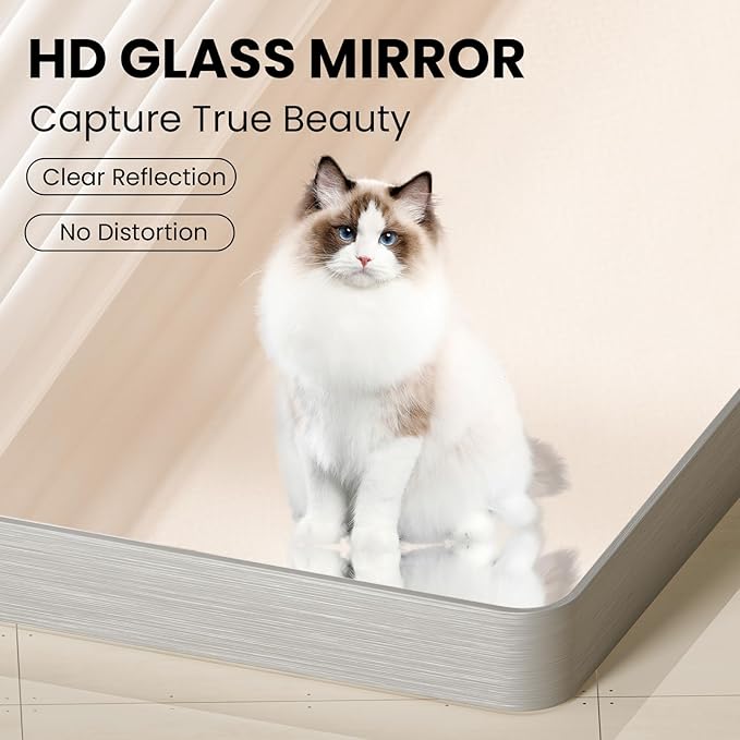 JISOSO Brushed Nickel Bathroom Mirror 24x32 Inch, Brushed Silver Metal Frame Mirror Wall Mounted, Rounded Rectangle Bathroom Vanity Mirror, Tempered Glass, Anti-Rust, Horizontal/Vertical