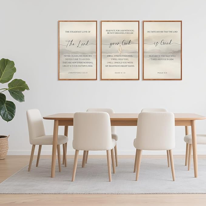 HLNIUC Christian Scripture Framed Wall Art Set of 3,The Lord Your God Is Good Wall Decor(24x36),Inspiring Easter Bible Verse Canvas Artwork,Modern Religious Quotes Prints for Church,Bedroom,LivingRoom