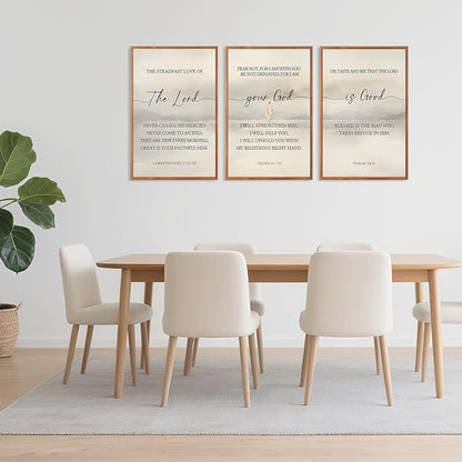 HLNIUC Christian Scripture Framed Wall Art Set of 3,The Lord Your God Is Good Wall Decor(24x36),Inspiring Easter Bible Verse Canvas Artwork,Modern Religious Quotes Prints for Church,Bedroom,LivingRoom
