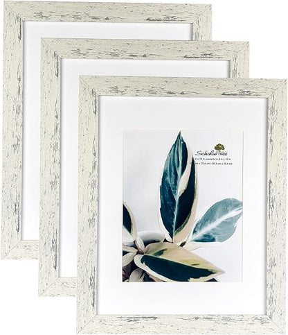Rustic White Wooden 11x14 Picture Frame set of 3,Display 11x14 without Mat or 8x10 with Mat，Wall Gallery Photo Frames