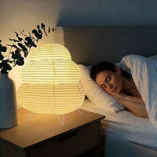 YY YEARCHY Table Lamp Paper Lamp Desk Standing Lamps with Rice Paper Shade for Bedroom Livingroom (Cloud 2 Pack)