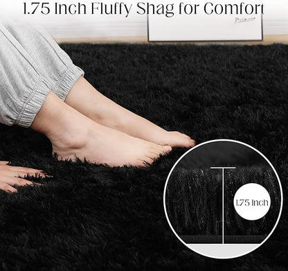 Puremy Black Rug, 8x10 Area Rugs for Living Room, Soft Plush Area Rugs for Bedroom, Non-Slip Indoor Carpet for Nursery, Study Room, Kids Room, Room Decor