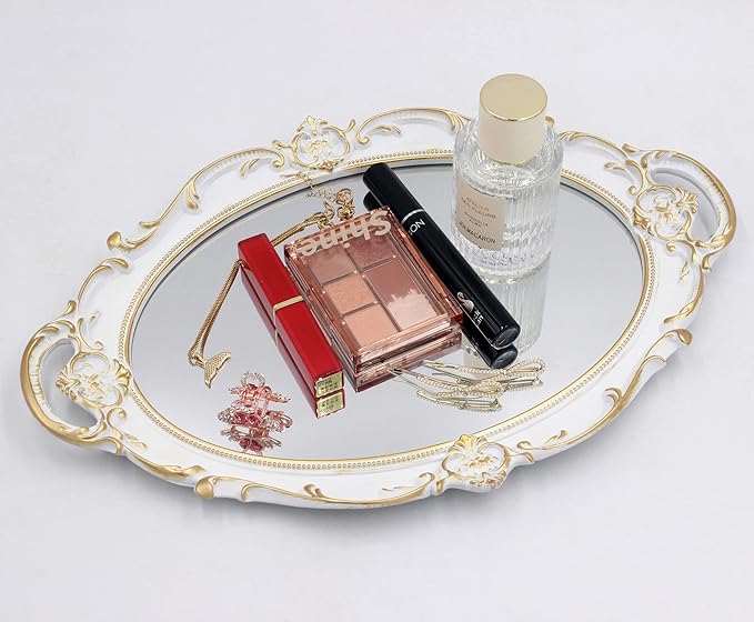 YCHMIR Vintage Mirror Small Wall Mirror 14.5 x 10 inchs Oval White