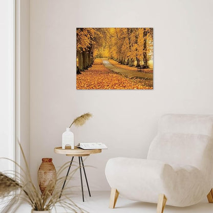 LB Fall Forest Wall Art for Living Room Nature Autumn Orange Maple Leaf Tree Landscape Canvas Wall Decor for Bedroom Office Modern Aesthetic Bathroom Wall Art Framed Ready to Hang 8L x 10W