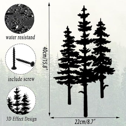 Baitiane Metal Wall Art Decor- Pine Tree Rustic Cabin Decoration - Modern Home Hanging for Living Room, Bedroom, Office, Farmhouse - Elegant Gift Idea for Housewarming Indoor & Outdoor (S) 15.8"x8.7"