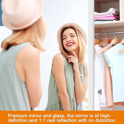 NeuType 43"x18" Over The Door Full Length Mirror, Door Wall Mirror, Wall Mount Over The Door Hanging Mirror with 2 Metal Hangers for Wall Bedroom, Bathroom, Living Room, Home Decoration (White)