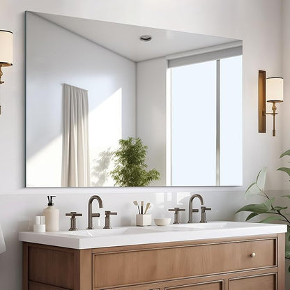 CILIBER Frameless Mirror, 36x48 Mirrors for Wall, Large Bathroom Mirror for Over Sink, Rectangle Frameless Vanity Mirror with Polished Edge, 3mm Tempered Glass, Hangs Horizontally or Vertically